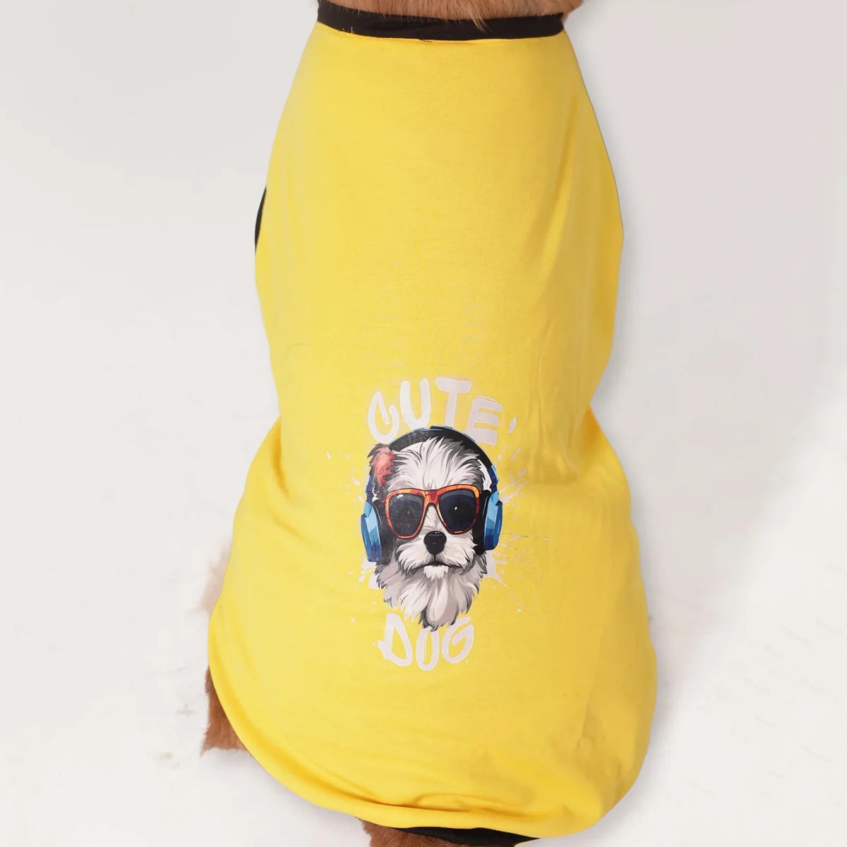 Cute Dog Graphic Tee - Yellow
